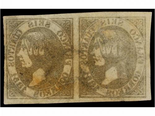 ° ESPAÑA. Ed. 6 (2). 6 cuartos negro. Papel muy fino. IMPRES