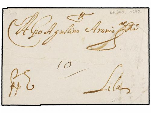 ✉ ESPAÑA: PREFILATELIA. 1672. BILBAO a LILLE (Francia). Cart