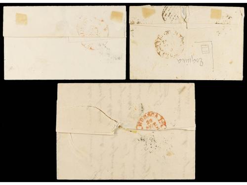 ✉ ESPAÑA. Ed. 12 (2). 1852. TRES cartas con sello de 6 cuart