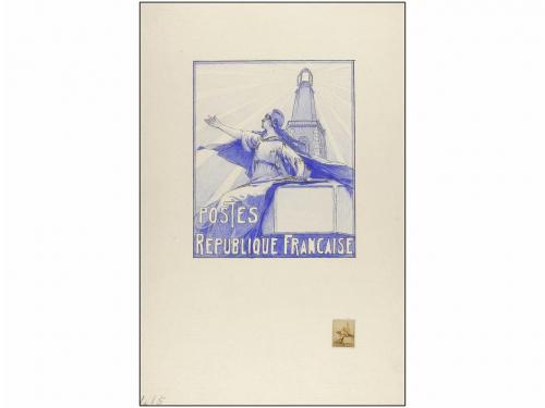 FRANCIA. (1930 CA.). Cuatro maquetas realizadas en acuarela 