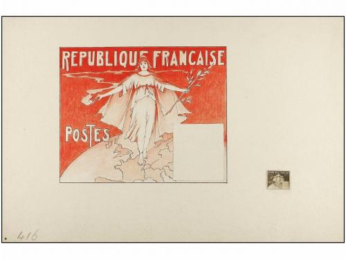 FRANCIA. (1930 CA.). Cuatro maquetas realizadas en acuarela 
