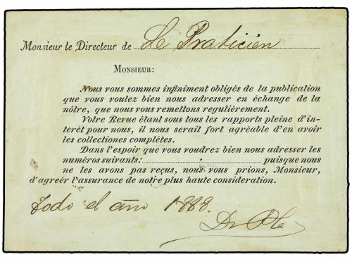 ✉ CUBA. Ed. 95 (2). 1888. HABANA a PARÍS. Tarjeta Postal par