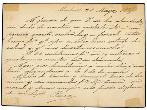 ✉ ESPAÑA. Ed. 202. 1887. Tajeta Postal de FRANCISCO LINARES 