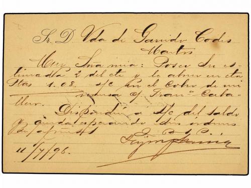 ✉ ESPAÑA. Ed. 217. 1898. Tarjeta Postal de HIJO DE FELICIANO