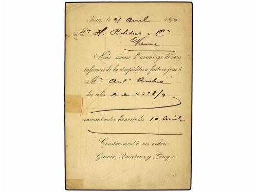 ✉ ESPAÑA. Ed. 217. 1890. Tarjeta Postal de GARCIA, QUINTANO 