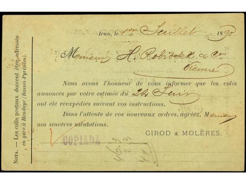 ✉ ESPAÑA. Ed. 217. 1890. Tarjeta Postal de GIROD Y MOLERES d