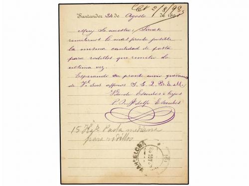 ✉ ESPAÑA. Ed. 217. 1898. Tarjeta Postal de VDA. DE ESCOUBES 