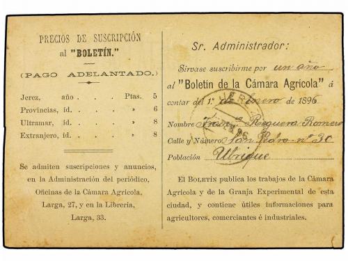 ✉ ESPAÑA. Ed. 217. 1896. Tarjeta Postal del BOLETIN DE LA CA