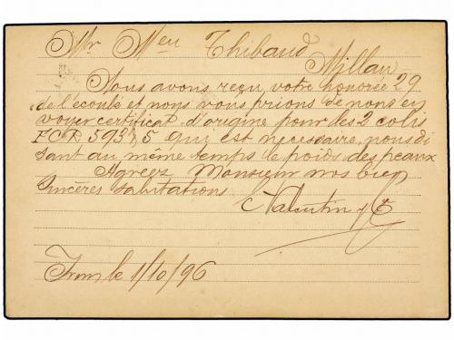 ✉ ESPAÑA. Ed. 217. 1896. Tarjeta Postal de E. VALENTIN Y CIA