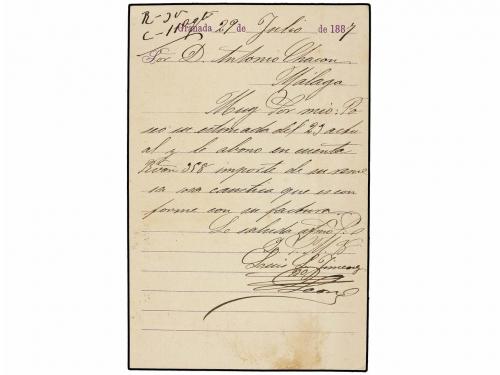 ✉ ESPAÑA. Ed. 202. 1887. Tarjeta Postal de LA VINICOLA GRANA