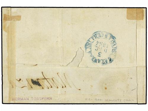 ✉ ESPAÑA. Ed. 34. 1854. Envuelta (falta parte del dorso). VI