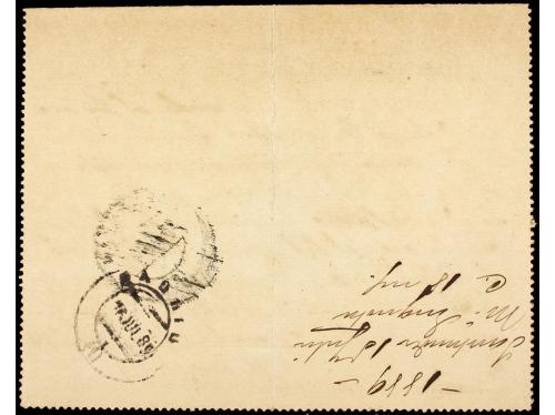 ✉ ESPAÑA. Ed. 210. 1889. Tarjeta sobre con troquelado para l