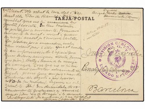 ✉ ESPAÑA GUERRA CIVIL. 1937. ALMUNARIENTE (Huesca) a BARCELO