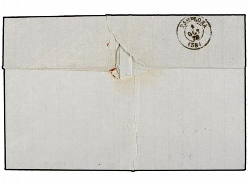 ✉ ESPAÑA. Ed. 107. 1872. OLITE a PAMPLONA. 50 mils. azul, ma