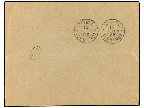 ✉ ESPAÑA. Ed. 241 (5), 242, 247. 1903. IGUALADA a ROMA. 2 ct