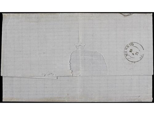 ✉ ESPAÑA. Ed. 107 (5). 1871. GIJÓN a MADRID. 50 mils. azul, 
