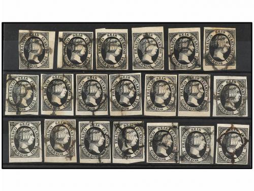 ° ESPAÑA. Ed. 6 (20). 6 cuartos negro. 20 sellos, todos BORD