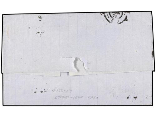 ✉ ESPAÑA. Ed. 153, 154. 1875. IRÚN a MADRID. 10 cts. castaño