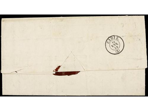 ✉ ESPAÑA. Ed. 48. 1859. 4 cuartos rojo, mat. fechador tipo I