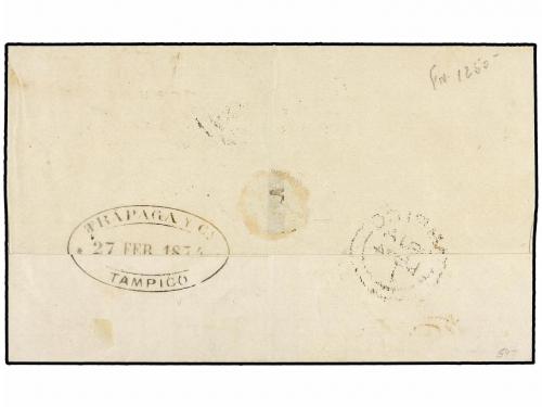 ✉ MEXICO. Ed. . 1874. TAMPICO a VERACRUZ. 12 ctvos. azul par