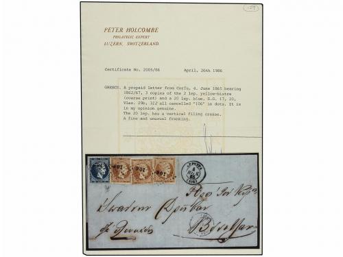 ¿ GRECIA. Ed. Vl.29b,32. 1865. KERKYRA a LEFKAS. 2l. castaño