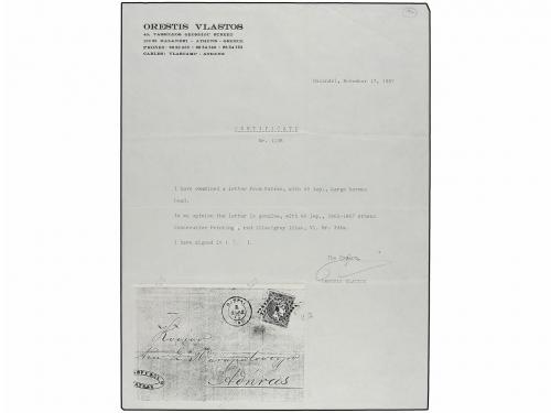 ¿ GRECIA. Ed. . 1872. 40 l. rojo lila (Mi. 21I) en carta de