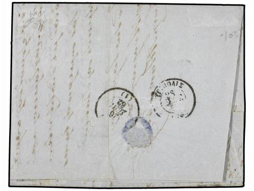 ✉ GRECIA. Ed. Vl.4. 1862. SIROS a TRIPOLIS. 20 l. azul, esqu