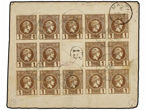 ✉ GRECIA. Ed. . 1893. ´Window pane´ cover bearing a total of