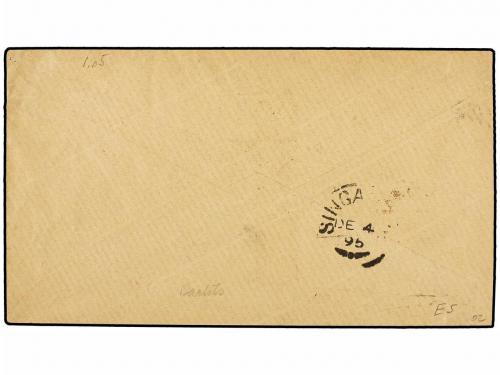✉ MALAYA. Ed. . 1895. Registered Windrath cover to SINGAPORE