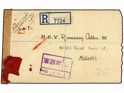¿ JAPON: OCUPACION EN MALAYA. Ed. . 1943. Registered cover t