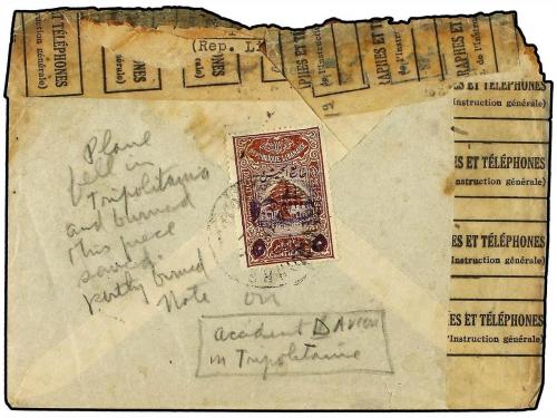 ✉ LIBANO. Ed. . 1945 (Nov 24). Cover, badly burnt around edg