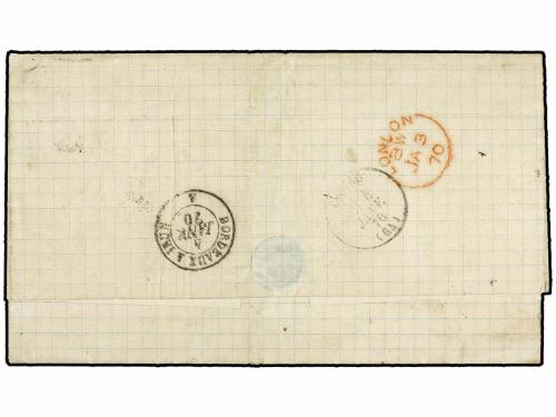 ✉ MEXICO. Ed. . 1870. Letter sheet to FRANCE with impf Guana