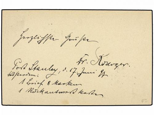 ✉ FALKLAND. Ed. . 1897. 1 d. Postal stationery card used to 