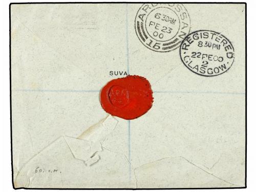 ✉ FIJI. Ed. . 1899. Registered cover to SCOTLAND franked by 