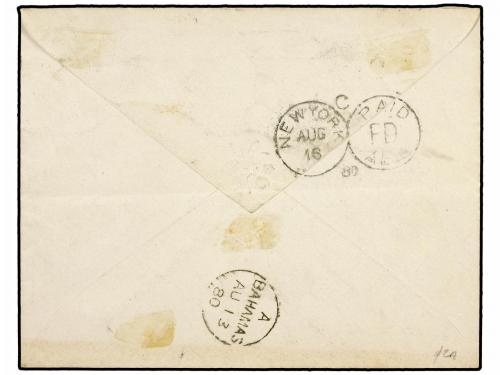 ✉ BAHAMAS. Ed. . 1880. Cover to NEW YORK bearing perf 14 4 d
