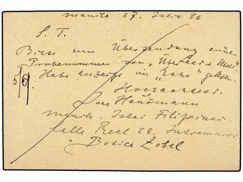 ✉ FILIPINAS. Ed. . 1896. 3 c. Postal stationery card commerc