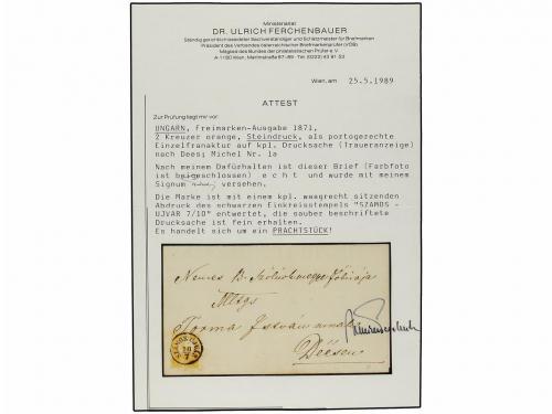 ¿ HUNGRIA. Ed. . 1871. Mourning Entire letter franked by 187