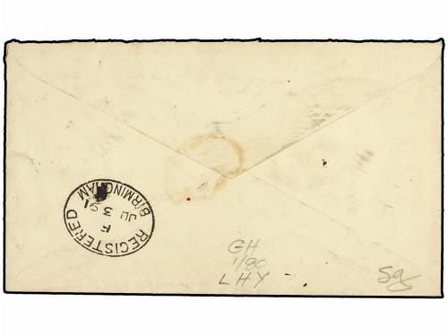 ¿ SANTA LUCIA. Ed. . 1891. Registered cover to BIRMINGHAM wi