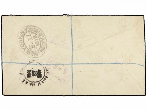 ✉ SAMOA. Ed. . 1918. Registered cover to NEW YORK with 1914-