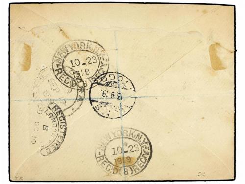 ✉ TOGO. Ed. . 1919. Registered cover used to NEW YORK bearin