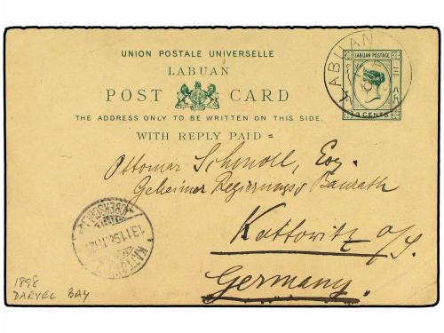 ✉ LABUAN. Ed. . 1898. 3 c. Green postal stationery card, H &