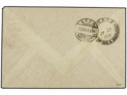 ✉ PENANG. Ed. . 1909. Cover to BERNE, SWITZERLAND franked by