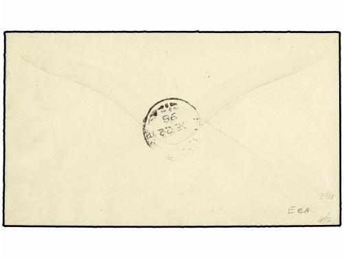 ✉ MALAYA: JOHORE. Ed. . 1898. Registered cover to SINGAPORE 