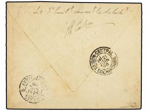 ✉ INDOCHINA. Ed. . 1895. Cover used to PARIS bearing INDO CH