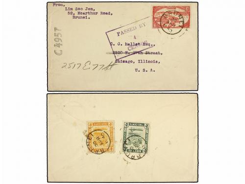 ✉ BRUNEI. Ed. . 1940. Cover bearing 1924-37 6 c.& 2 c.& 4 c.