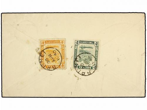 ✉ BRUNEI. Ed. . 1940. Cover bearing 1924-37 6 c.& 2 c.& 4 c.