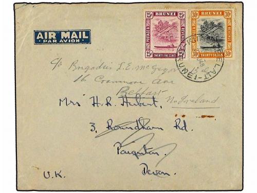 ✉ BRUNEI. Ed. . 1948. Cover used to ENGLAND bearing 25 c. & 
