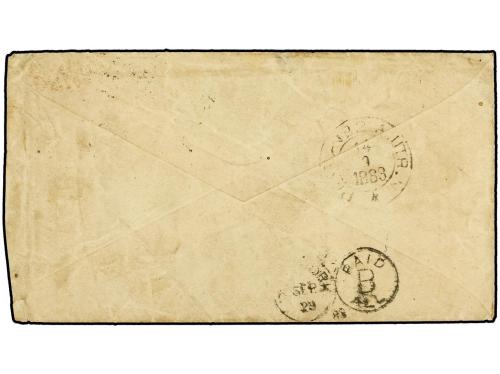✉ SUECIA. 1879. 4 ö. gray (two, one fault) + 12 ö. blue, tie