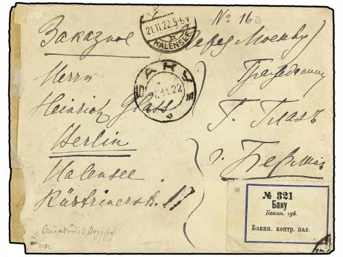 ¿ RUSIA. 1922. Registered cover to BERLIN bearing, on revers