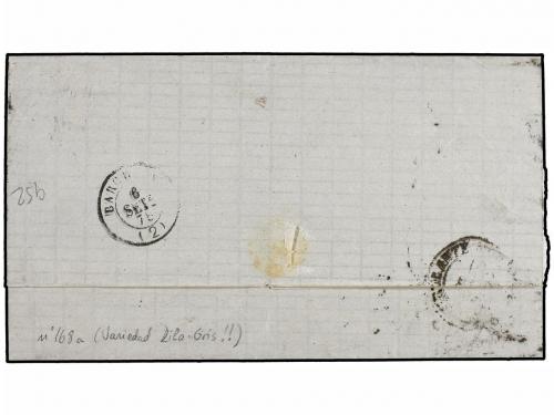 ✉ ESPAÑA. Ed. 168. 1875. TARRAGONA a GENOVA. 50 cts. gris, m